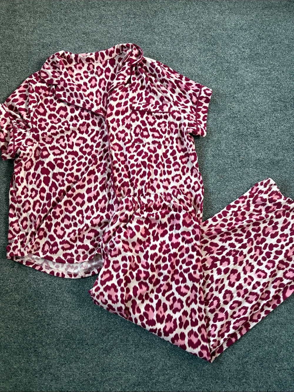 kate spade Pink and White Leopard Print Women’s Pajama Set - Size XL